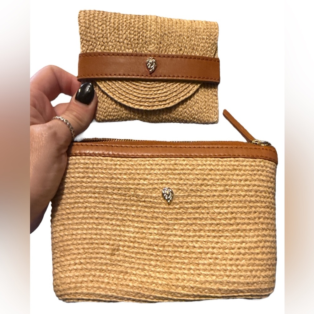 Helen Kaminski Beige Raffia makeup bag/pouch and inner smaller coin/money pouch